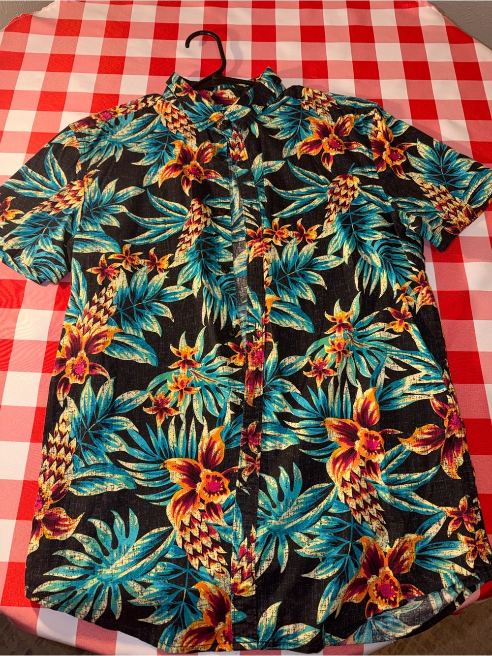 Men’s Hawaiian Tropical Button-Up Shirt Size M 38–40 Colorful Floral